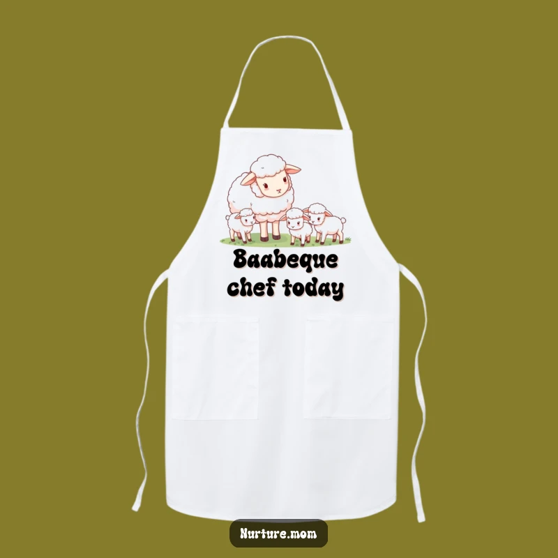 Funny Sheep Mom Apron: Gentle Guardian Scene, Adorable Pastoral Kitchen Mom Gift