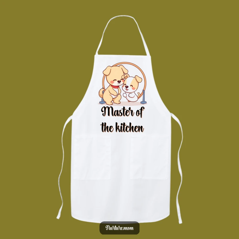 Funny Apron: Kawaii Dog Mom Puppy Hoop - Cute Kitchen Gift