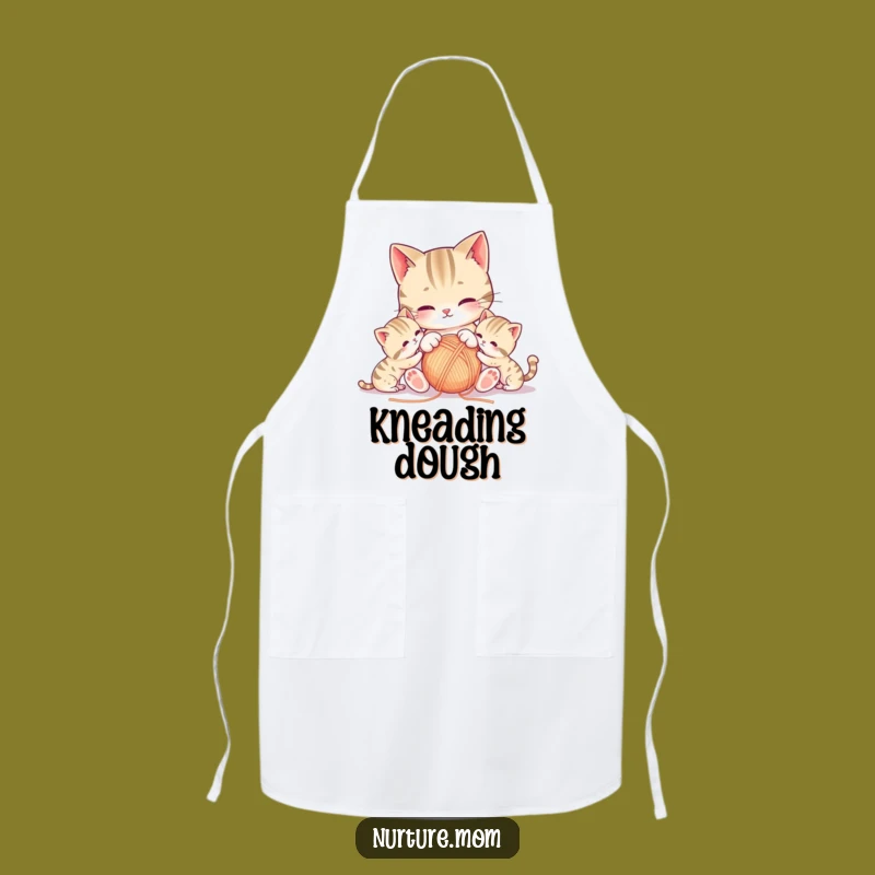 Funny Kawaii Mother Cat Kitchen Apron - Kitten Yarn Cooking Gift