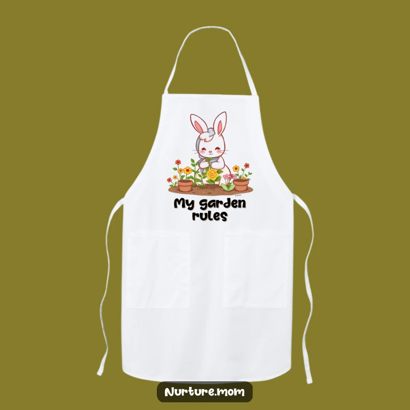 Funny Kawaii Rabbit Mom Apron: Cute Garden Kitchen Wear, Great Funny Gift for Cooks
