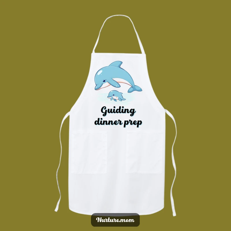 Dolphin Mom Apron - Stylish & Ocean-Themed Kitchen Accessory