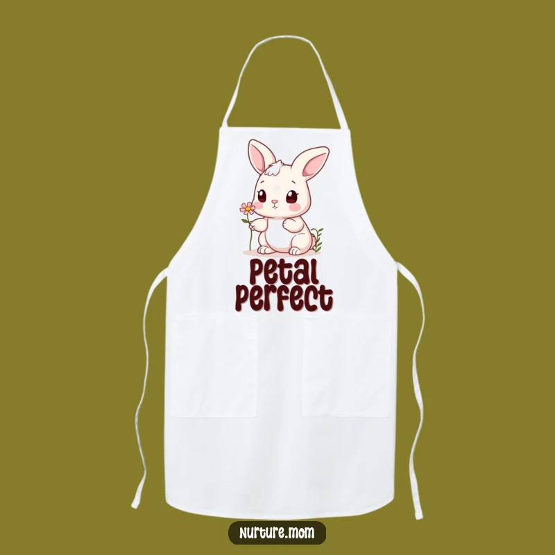 Funny Bunny Apron: Cute Flower Offering Rabbit for Kitchen Fun