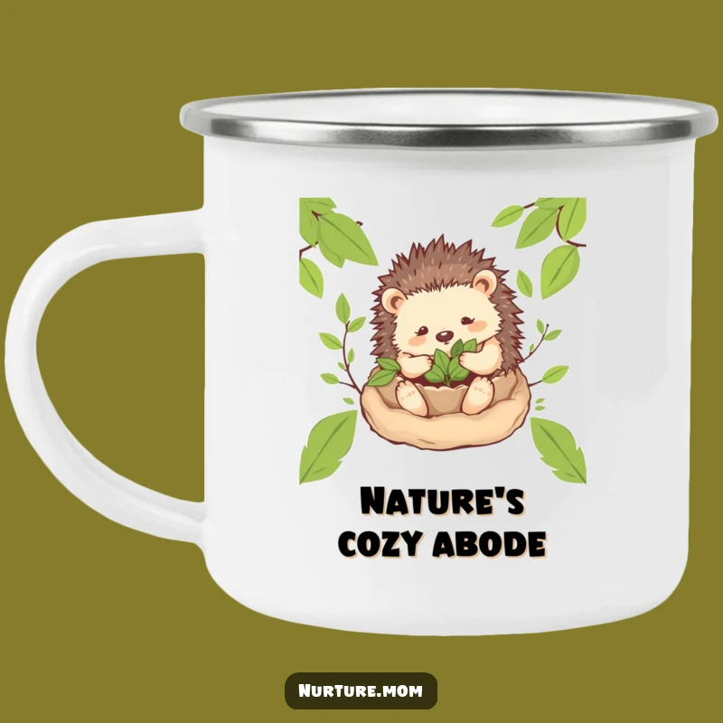 Funny! Cozy Hedgehog Mom Camping Mug: Adventure with Homey Woodland Humor