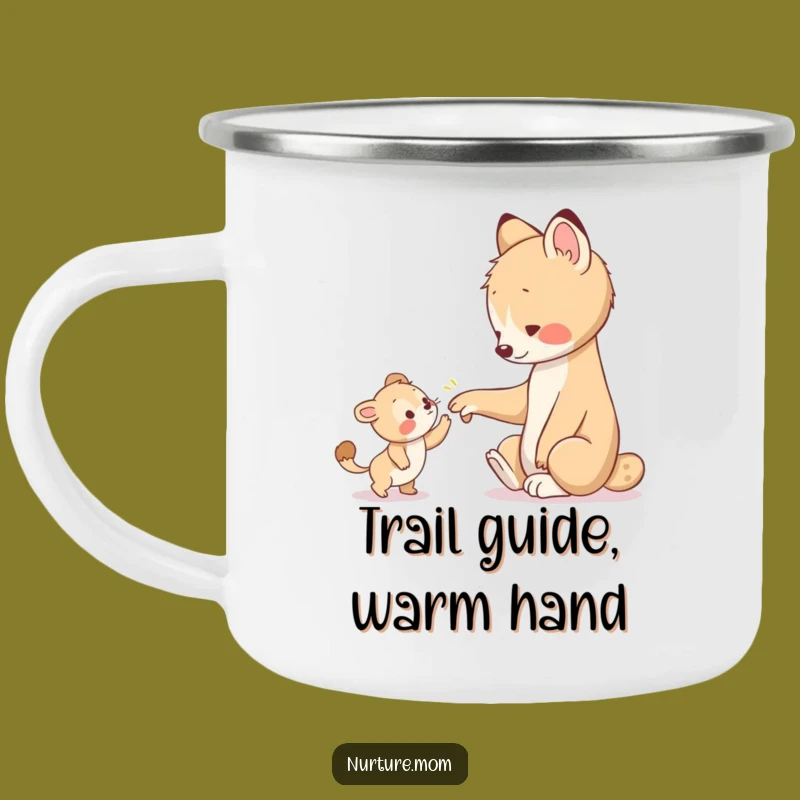 Funny Enamel Mug: Animal Guiding Youngster, Outdoor Comfort Gift