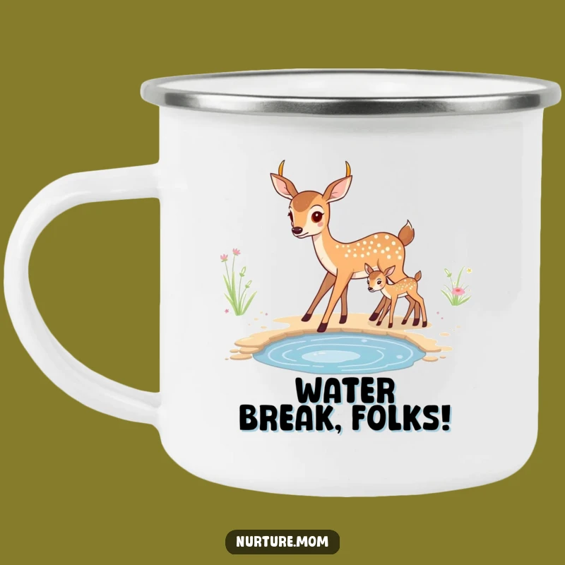 Funny Kawaii Mother Deer Enamel Camping Mug - Outdoor Gift