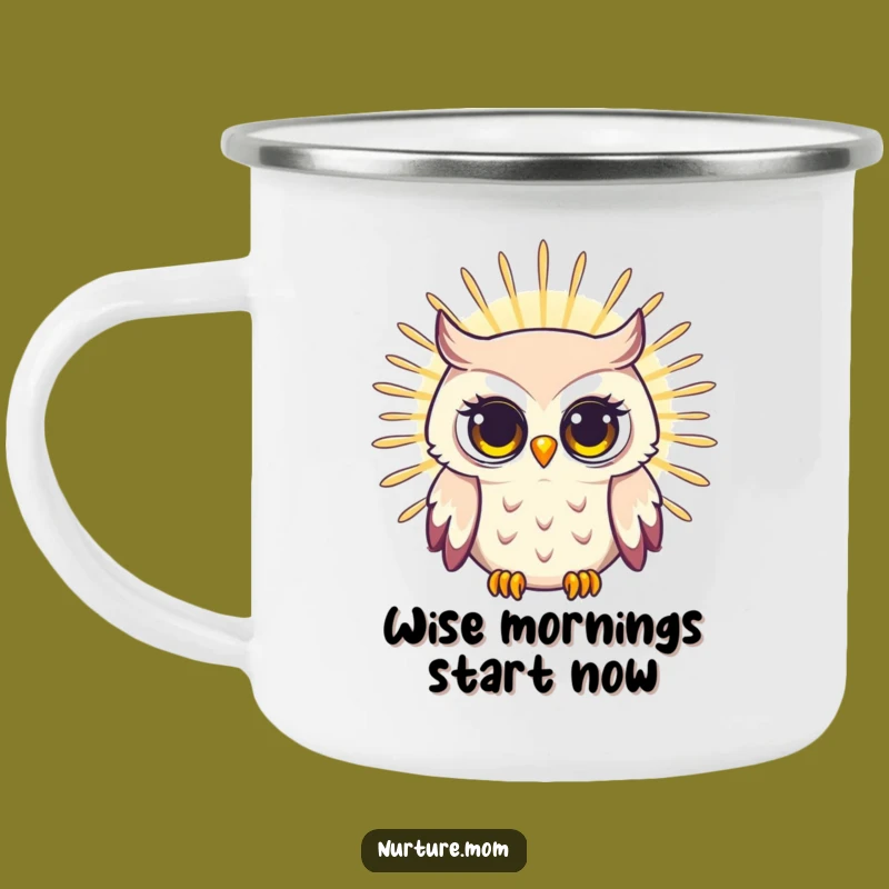 Funny Owl Mom Camping Mug: Radiant Wisdom for Outdoor Adventures, Gift