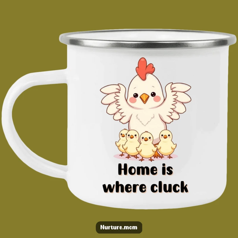 Funny Camping Mug: Kawaii Chicken Mom Chicks - Outdoor Motherhood Gift