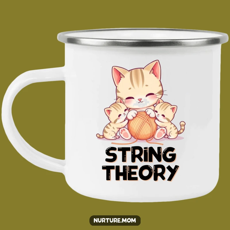 Funny Kawaii Mother Cat Enamel Camping Mug - Outdoor Pet Gift