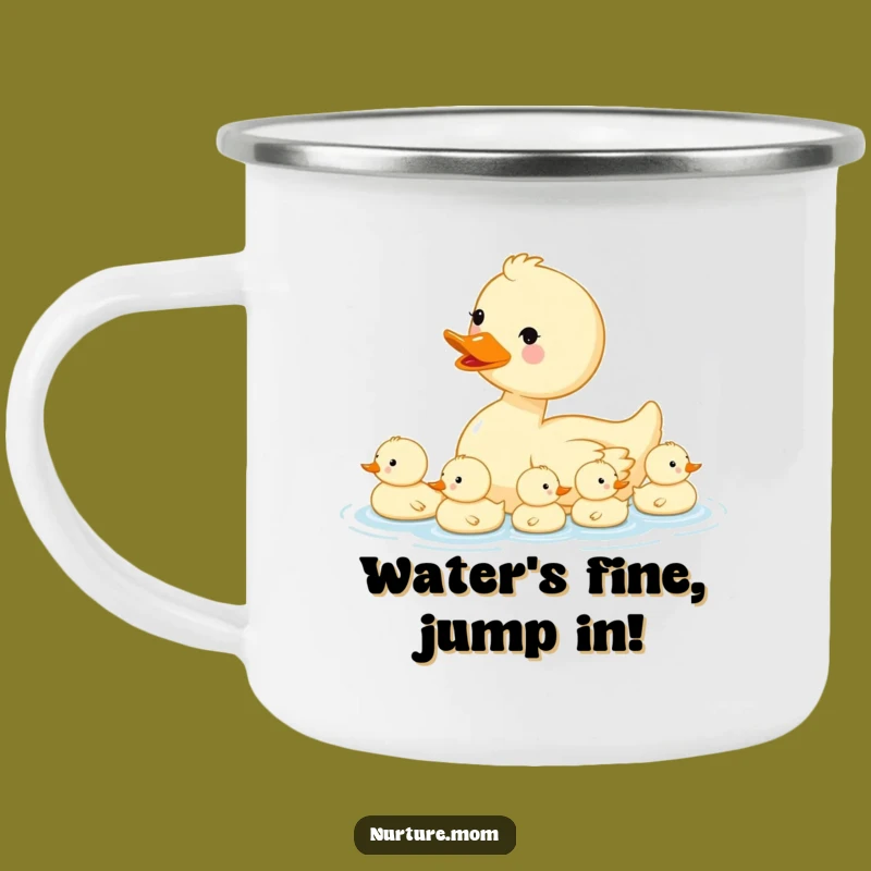 Funny Kawaii Mama Duck Enamel Camping Mug - Outdoor Family Gift