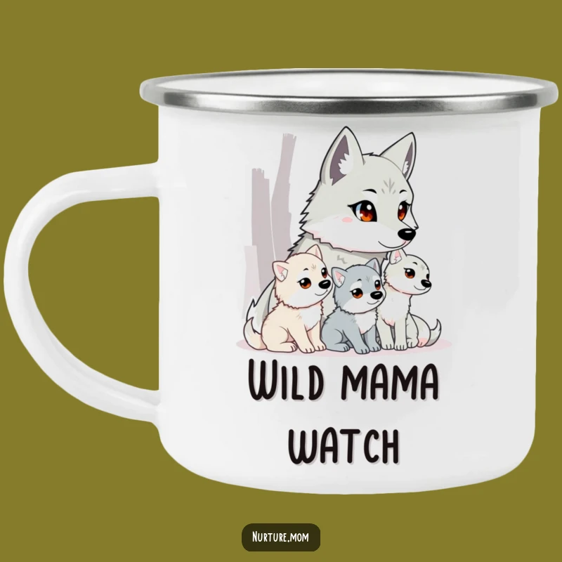 Funny Wolf Mom Camping Mug: Wild Protection on Adventures