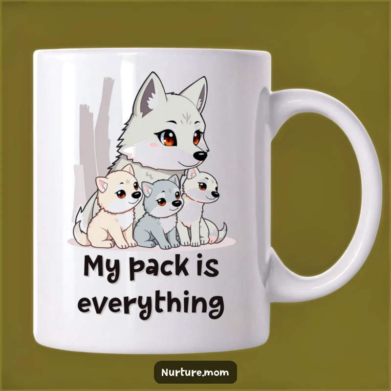 Funny Wolf Mom Mug: Watchful Mother Protecting Pups, Fierce Gift