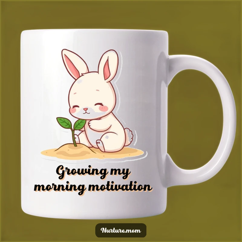 Funny Bunny Patting Sprout Mug: Adorable Gardener Gift for Plant Lovers