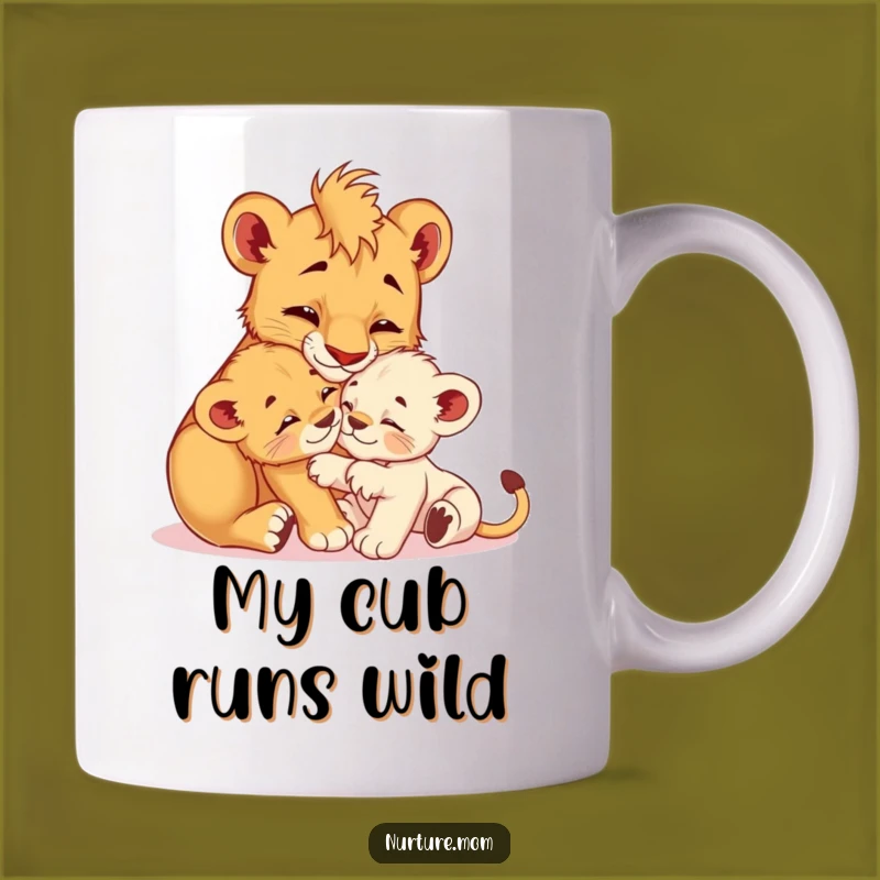 Funny! Mama Lion Cub Grooming Mug: A Hilarious & Heartwarming Gift for New Moms