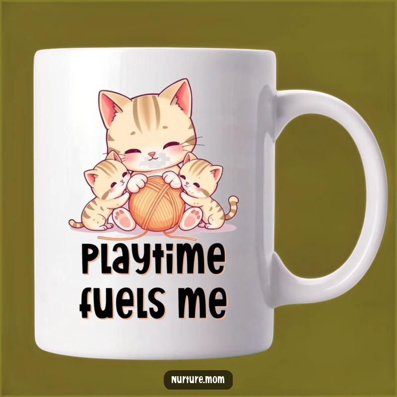 Funny Kawaii Mother Cat Yarn Play Mug - Cute Kitten Gift