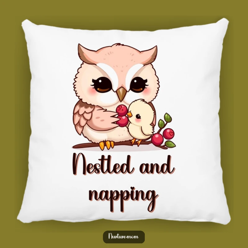 Cozy Funny Kawaii Owl Mom Pillow: Gentle Feeding Comfort Decor