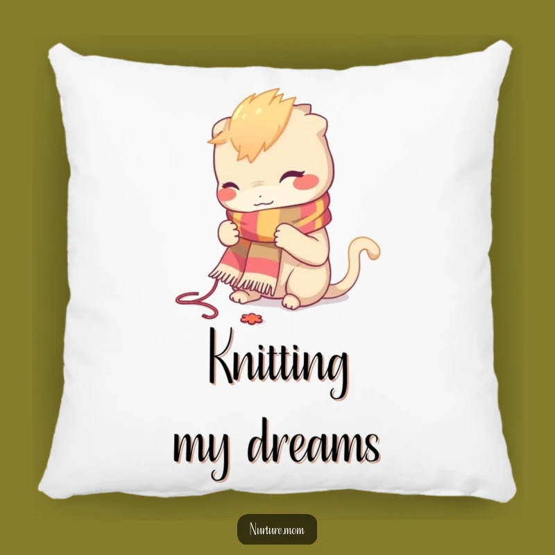Funny Knitting Creature Pillow - Cozy Craft Accent!