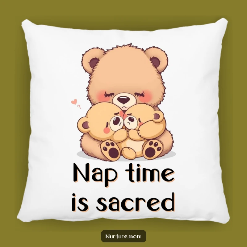 Funny Mama Bear Pillow: Cozy Rocking Scene, Soft Baby Bear Comfort Gift