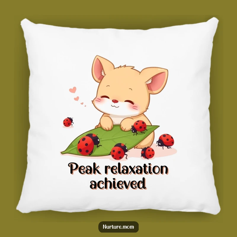 Funny Content Pillow: Animal Watching Ladybugs Comfort Cozy Gift