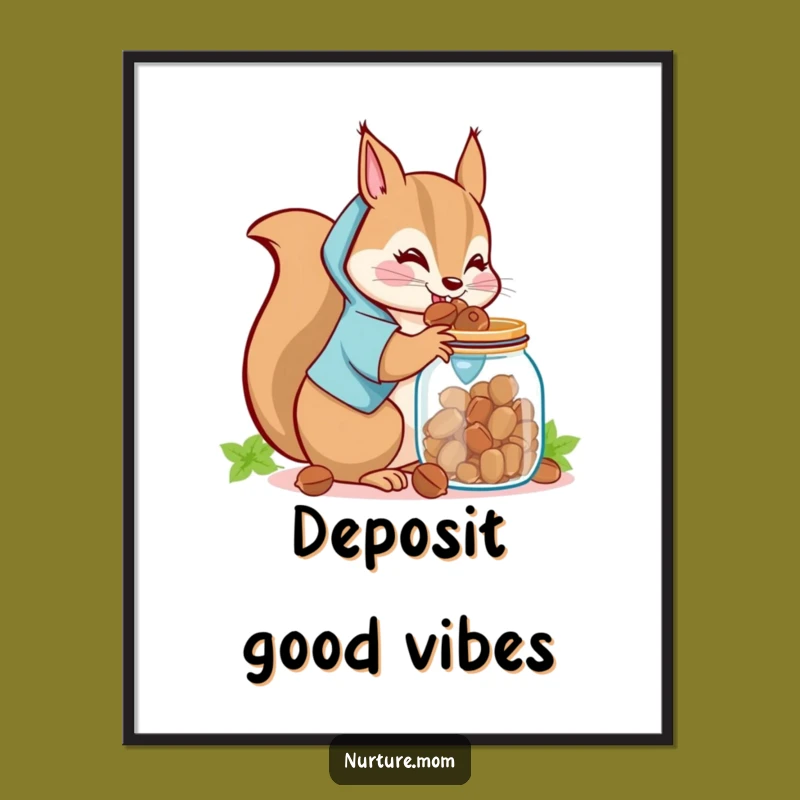 Funny Kawaii Squirrel Mom Digital Art: Nutty Gathering Scene, Instant Hilarious Download