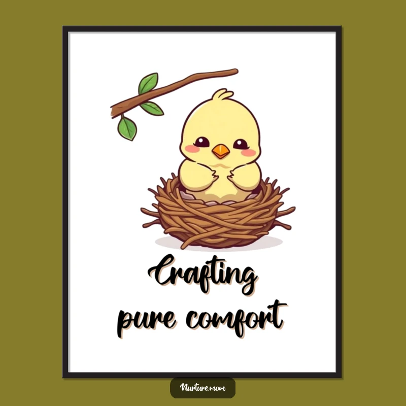 Funny Bird Nest Digital Art: Instant Cozy Creation Download