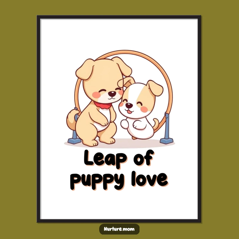 Funny Digital Art: Kawaii Dog Mom Puppy Hoop - Instant Pet Gift