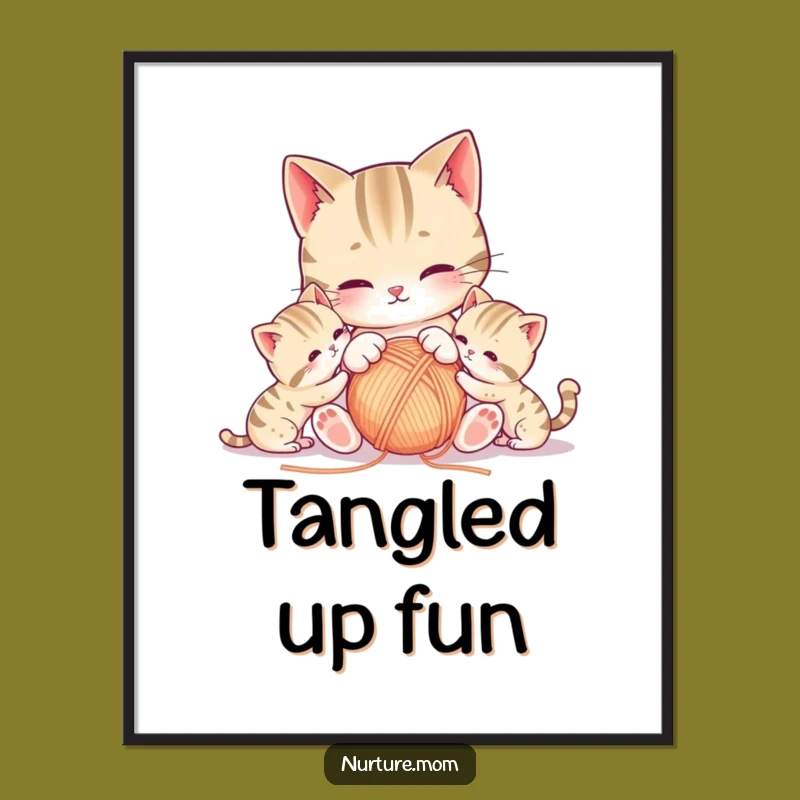 Funny Kawaii Mother Cat Digital Art - Kitten Printable Gift