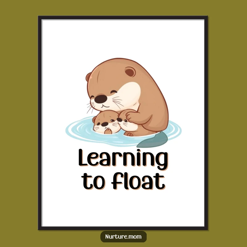 Funny Otter Swim Digital Art: Instant Family Love Download