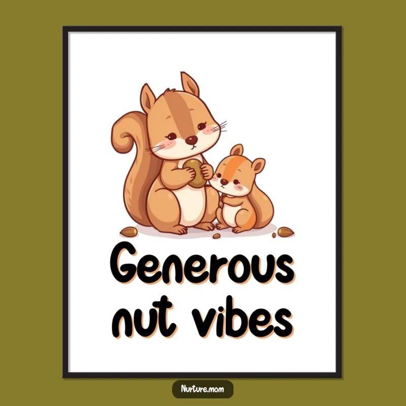 Funny Squirrel Sharing Nuts Digital Art: Instant Woodland Generosity and Humor
