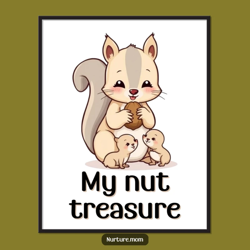 Funny Squirrel Mom Digital Art: Nurturing Share Art Print