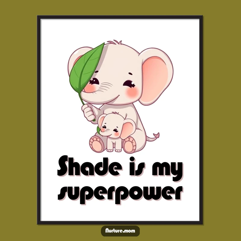 Funny Kawaii Elephant Mom Digital Art: Instant Cute Protection Decor