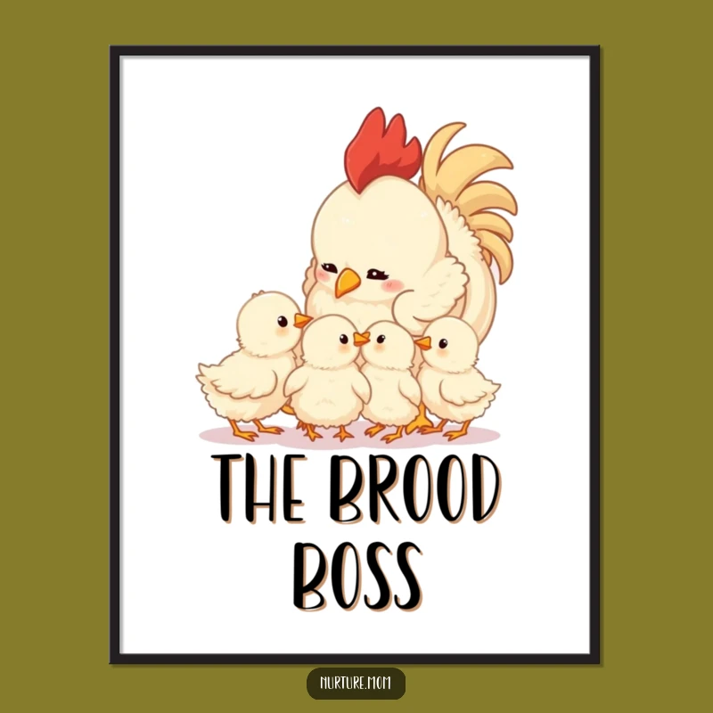 Funny Mother Hen Digital Art: Adorable Chicks, Instant Heartwarming Decor
