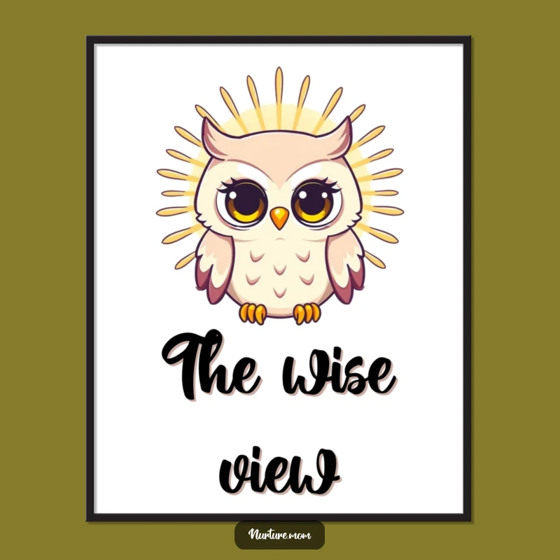 Funny Owl Mom Digital Art: Radiant Wisdom to Brighten Your Space, Gift