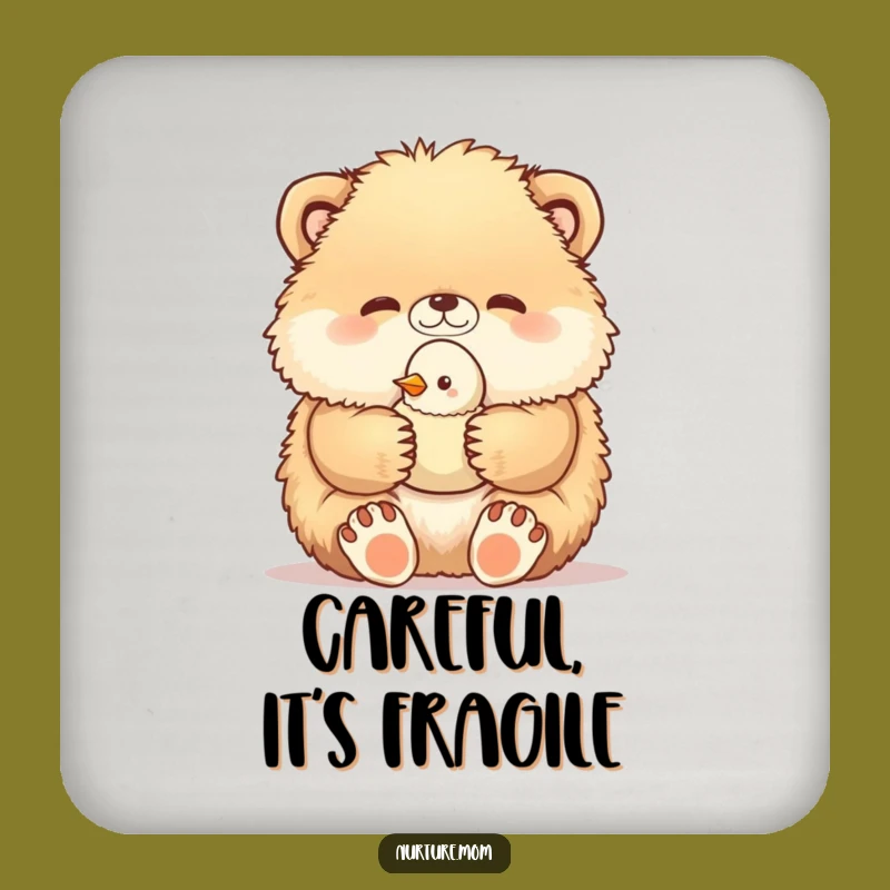 Funny Coaster Set: Fluffy Animal Baby Bird Protection Drink Gift