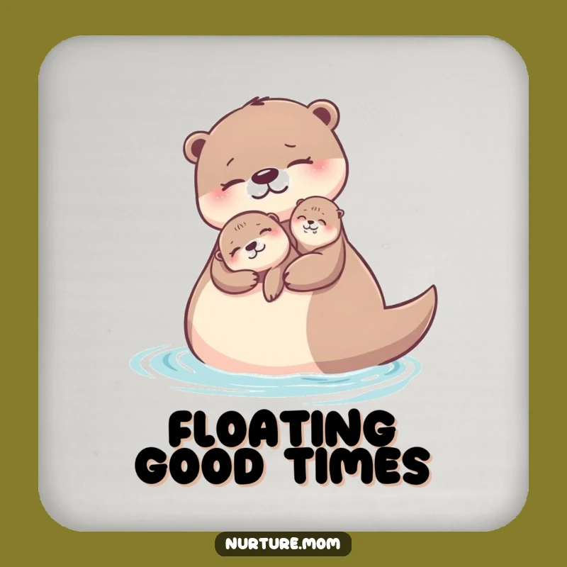 Funny Otter Mom Coasters: Protect Surfaces with Aquatic Charm