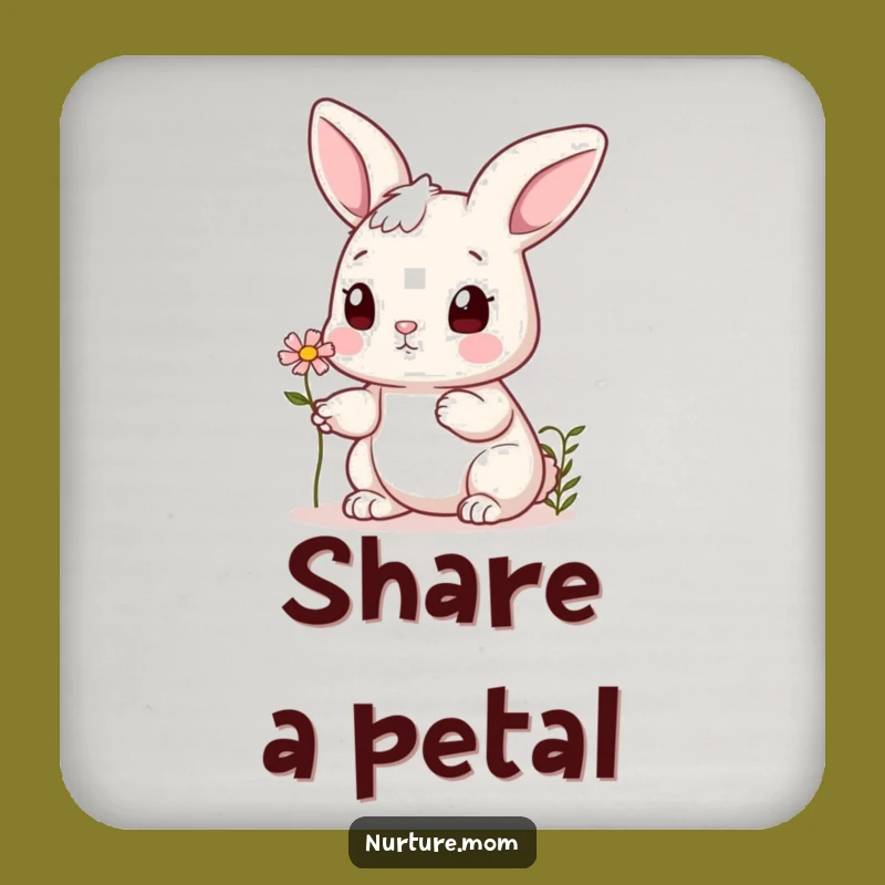 Funny Bunny Coasters: Cute Flower Offering Rabbit, Protect Surfaces