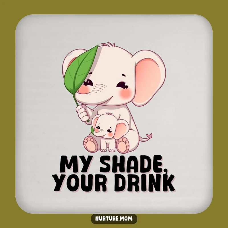 Funny Kawaii Elephant Mom Drink Coaster: Cute Protection for Surfaces