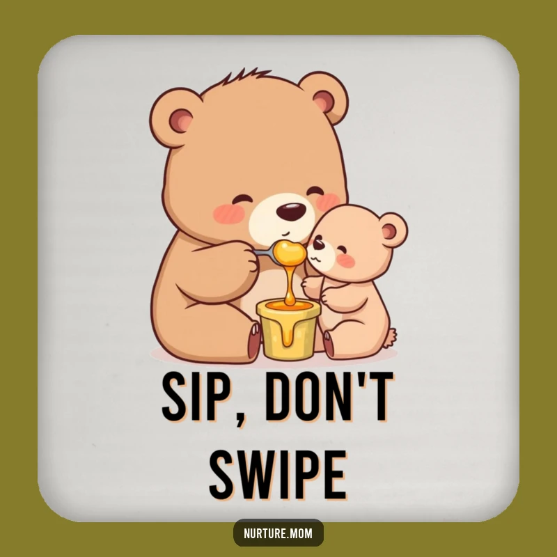 Funny Mama Bear Honey Coaster Set: Sweet Protection for Surfaces Gift