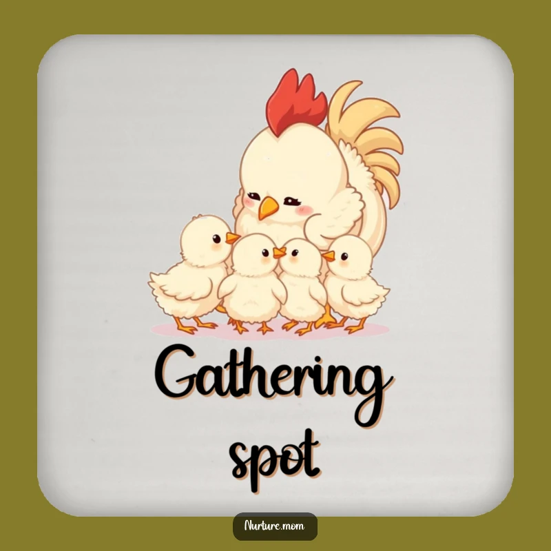 Funny Mother Hen Coaster Set: Cute Chicks, Adorable & Hilarious Surface Protection