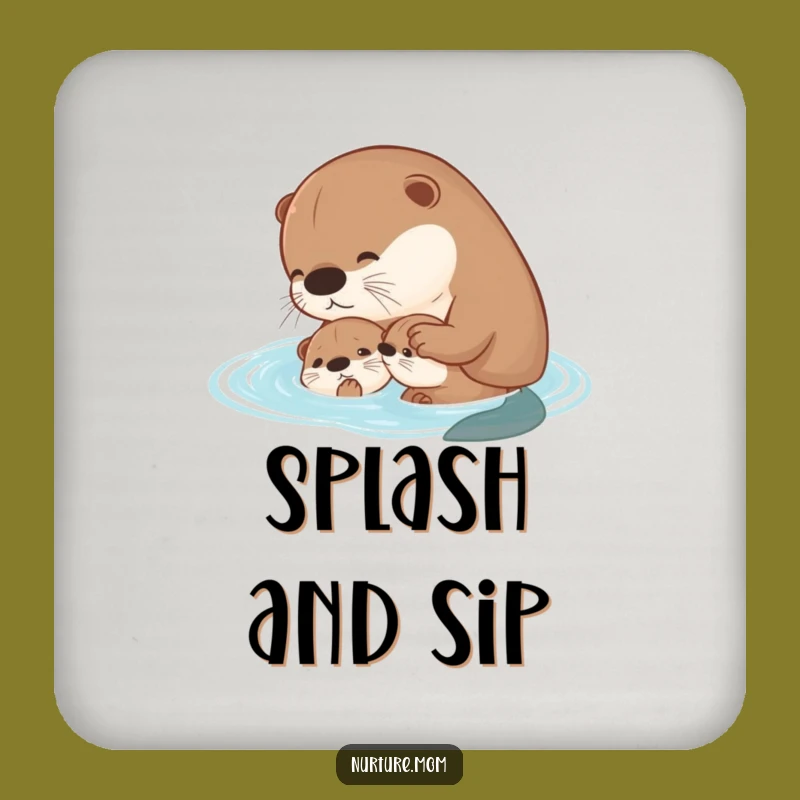 Funny Otter Swim Coasters: Protect Surfaces with Family Charm