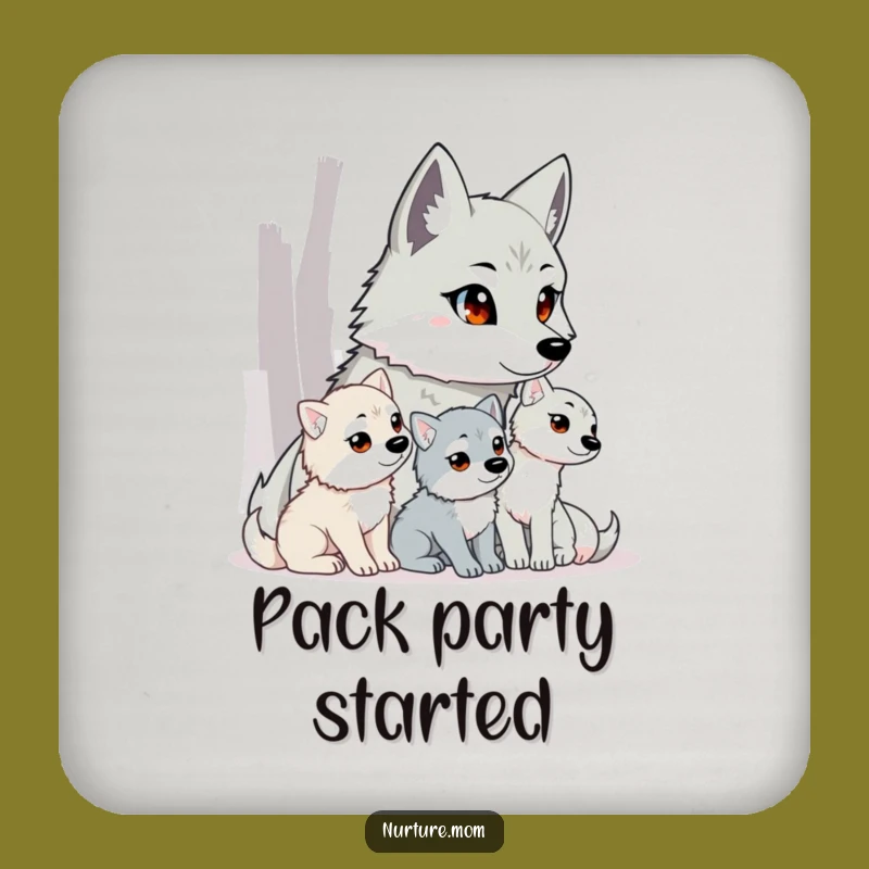 Funny Wolf Mom Coasters: Protect Surfaces with Fierce Charm
