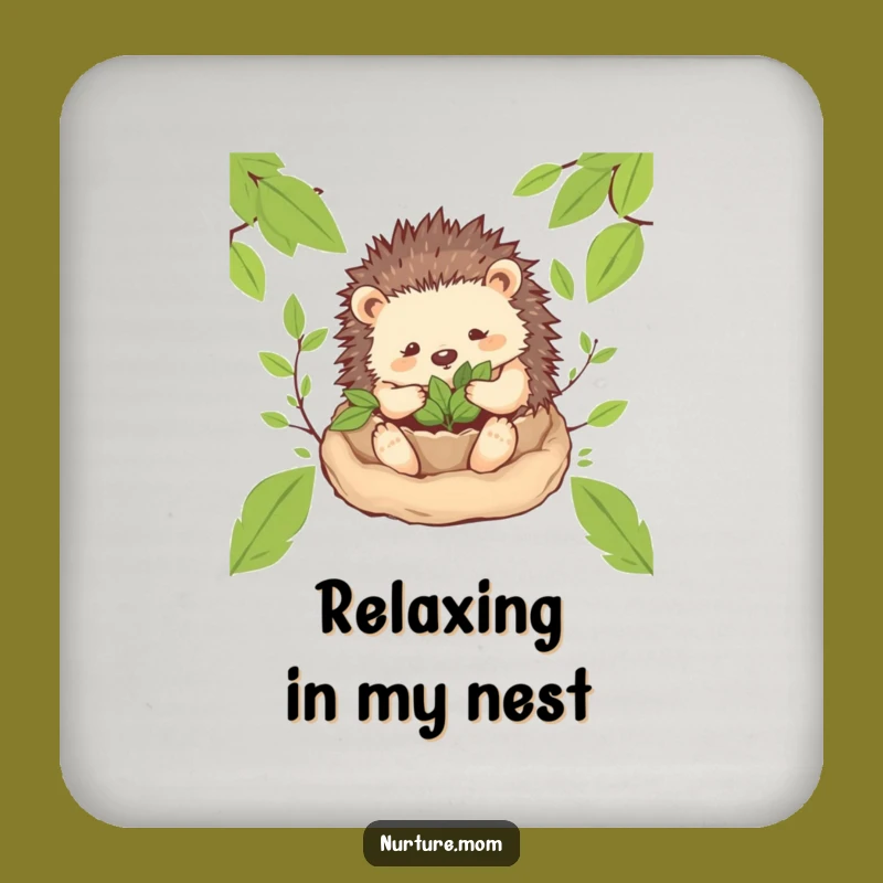 Funny! Cozy Hedgehog Mom Coasters: Protect Surfaces with Woodland Charm & Humor