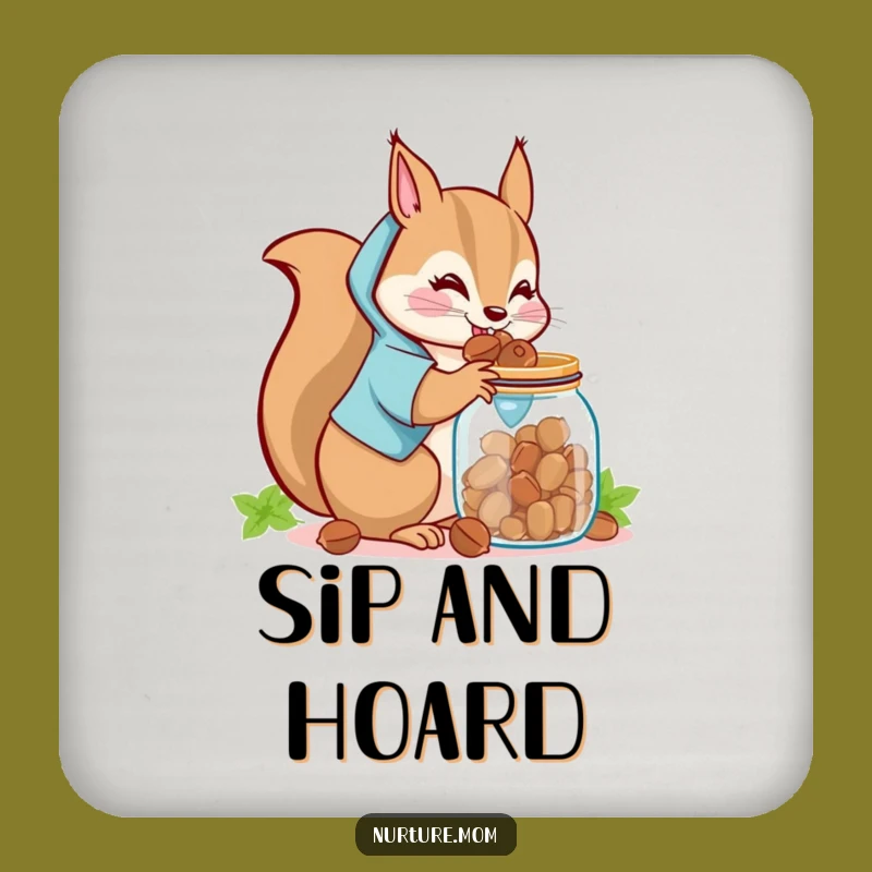 Funny Kawaii Squirrel Mom Coaster: Protect Surfaces with Nutty Humor, Funny Gift