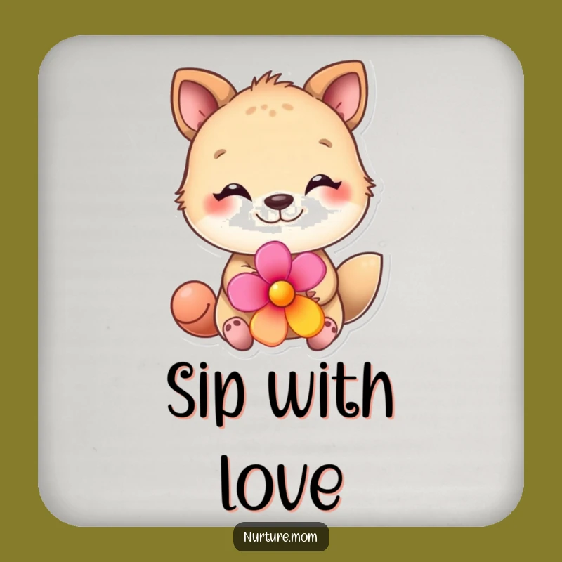 Funny Animal Flower Coasters (Set of 4) - Protect Surfaces with Loving Cartoon Style!