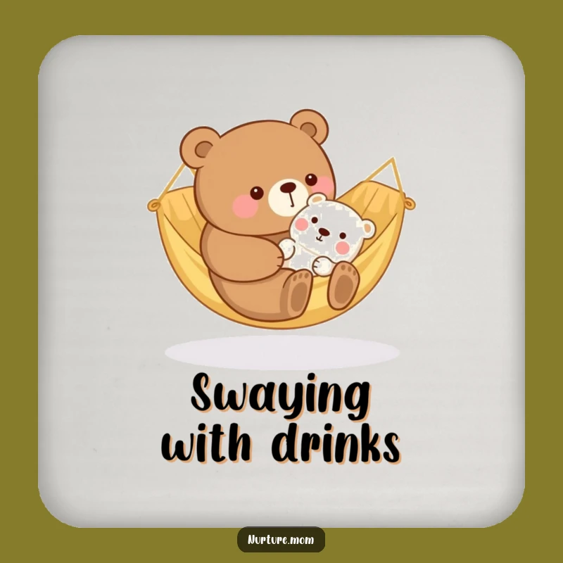 Funny Kawaii Bear Mom Drink Coaster: Cozy Hammock Protection