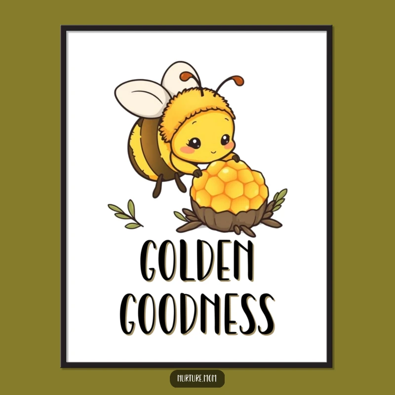 Adorable Kawaii Mother Bee Funny Poster - Whimsical Wall Art Gift