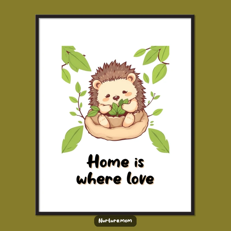 Funny! Cozy Hedgehog Mom Poster: Decorate with Nature's Sweet & Gentle Humor