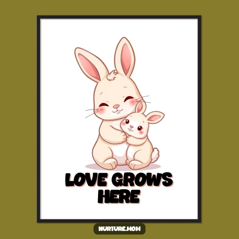 Funny Nurturing Rabbit Hug Poster: Bring Warmth and Humor Home