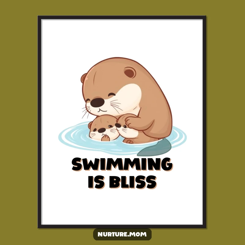 Funny Otter Swim Poster: Bring Gentle Family Moments Home