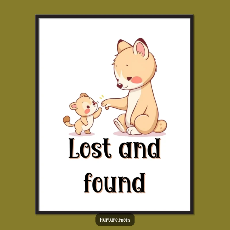 Funny Wall Art: Animal Paw Guiding Young One, Inspiring Poster