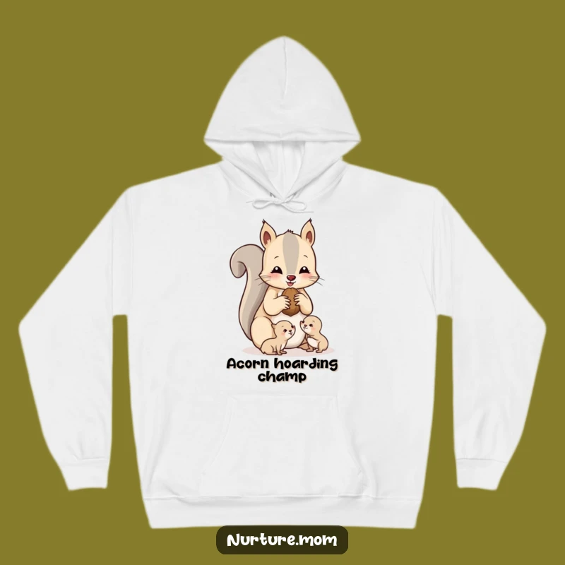 Cozy Funny Squirrel Mom Hoodie: Sharing Treats with Little Ones